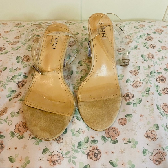 Simmi Clear Ankle Strap Transparent Lucite Heels 10 Mid see through buckle - Picture 2 of 10